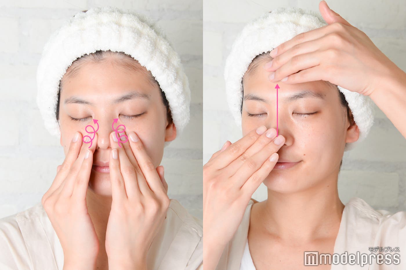 指先を使って小鼻のまわりも丁寧に(C)モデルプレス