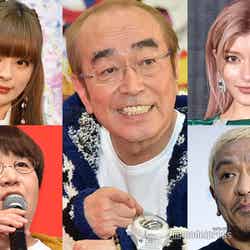 （左上から時計回り）きゃりーぱみゅぱみゅ、志村けんさん、ローラ、松本人志、近藤春菜（C）モデルプレス