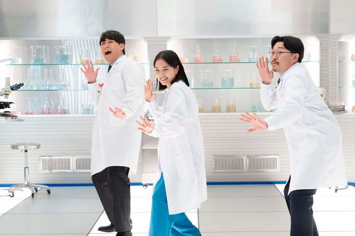 畠中悠、広瀬すず、伊藤俊介/「実験するぞ!AGC/宣言篇」「実験するぞ!AGC/AFLAS篇」より(提供写真)