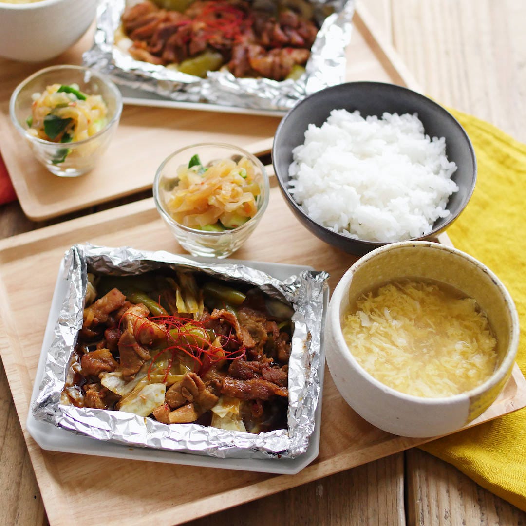 【30分で毎日定食】ホイルとポリ袋で簡単！回鍋肉定食