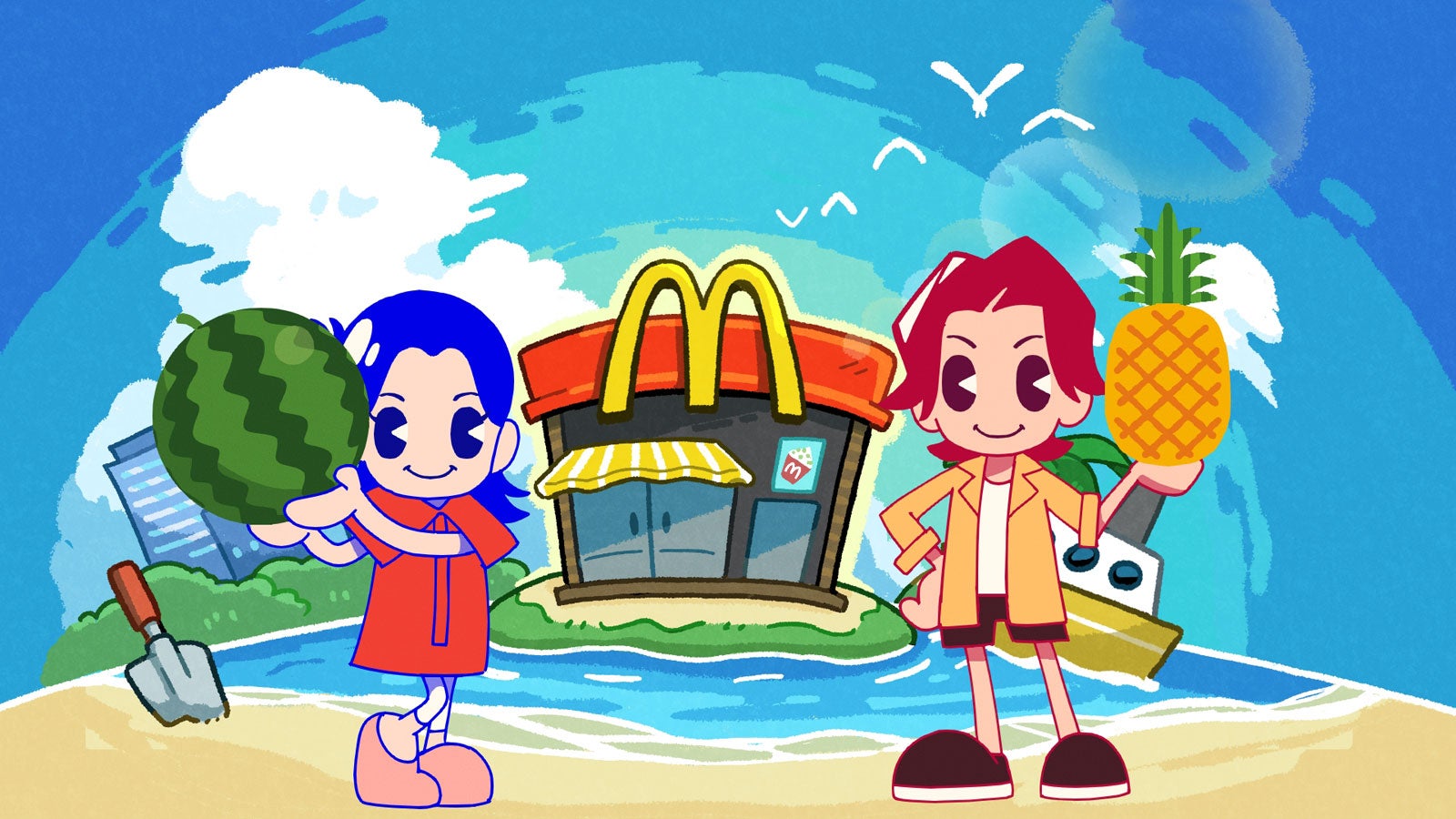 新TVCM「マックカフェ『フラッペしちゃった すいか＆パイン』」篇より（提供写真）