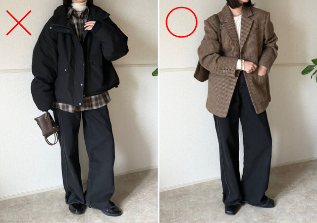 黒ワイドデニムのやりがちNG回避！ここを押さえれば一軍入り♡冬カジュアルのNG＆OKコーデ