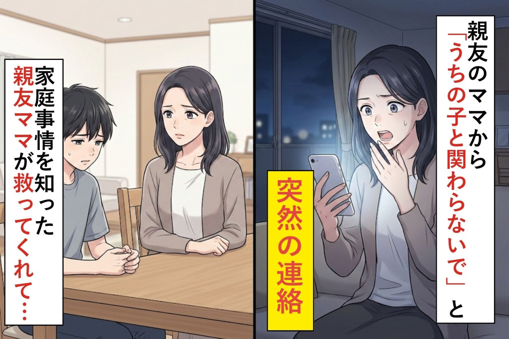 親友のママから「うちの子と関わらないで」と突然の連絡→家庭事情を知った親友ママが救ってくれて...