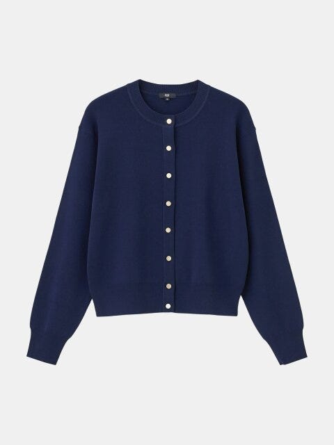 PLST UVカットレーヨンブレンドメタルボタンカーディガン PLSTのUVカットレーヨンブレンドメタルボタンカーディガン