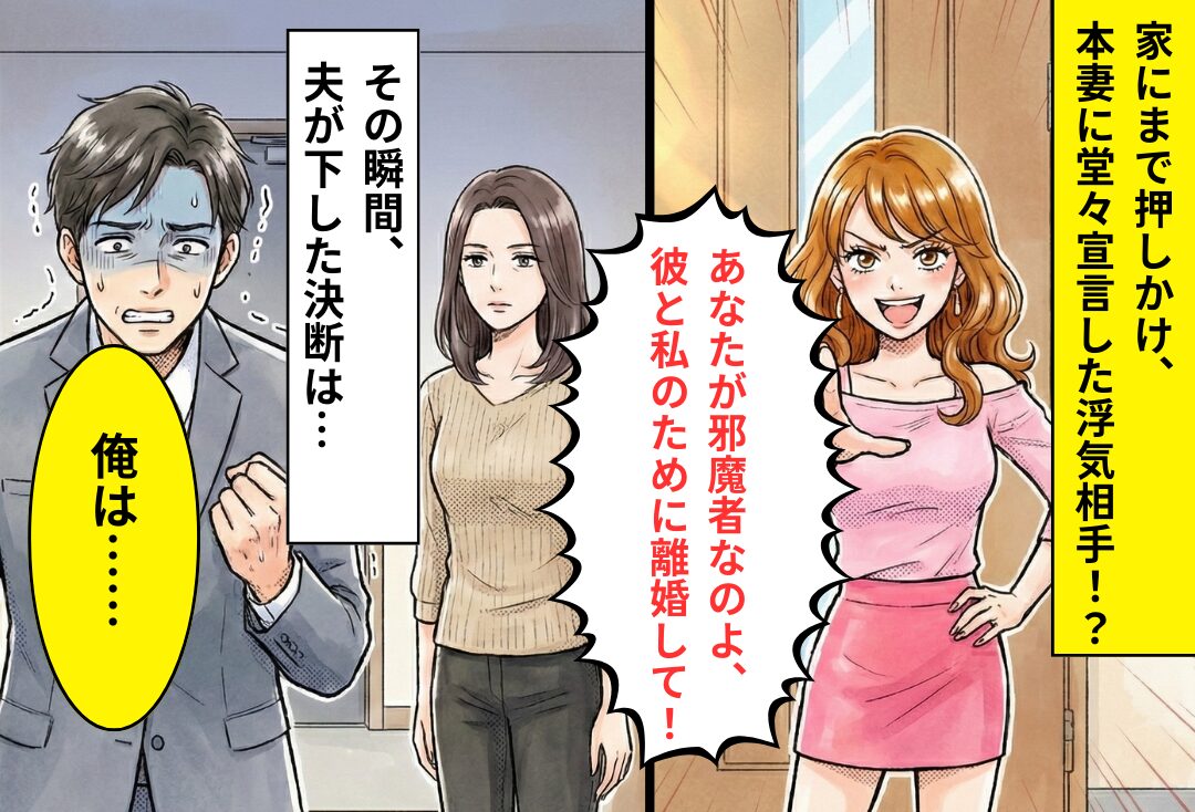 家にまで押しかけ…本妻に堂々宣言した浮気相手！？しかし「俺は…」妻の“冷徹な対応“の結果、夫が下した選択に絶句！？