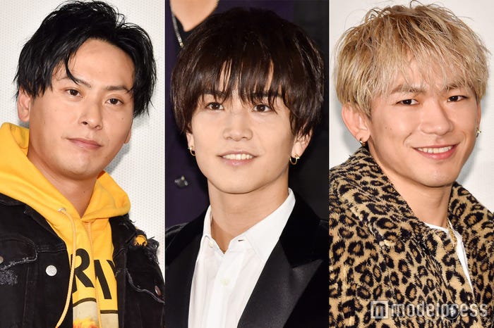 おじいちゃんに変装した山下健二郎・岩田剛典・NAOTO (C)モデルプレス