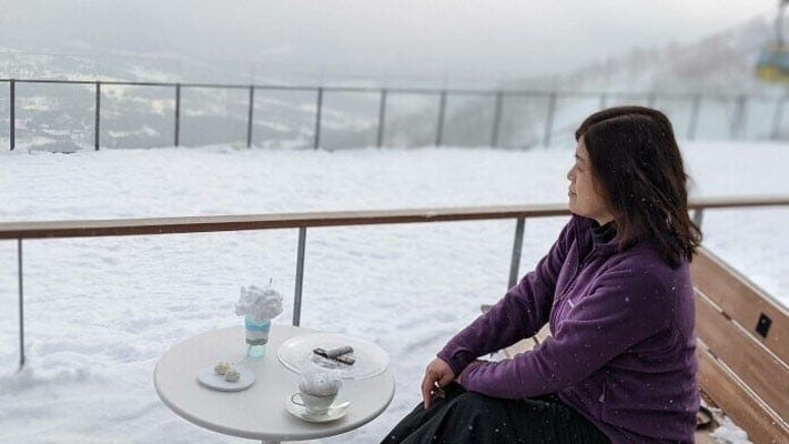 霧氷テラスでティータイム。メニューもキュート！