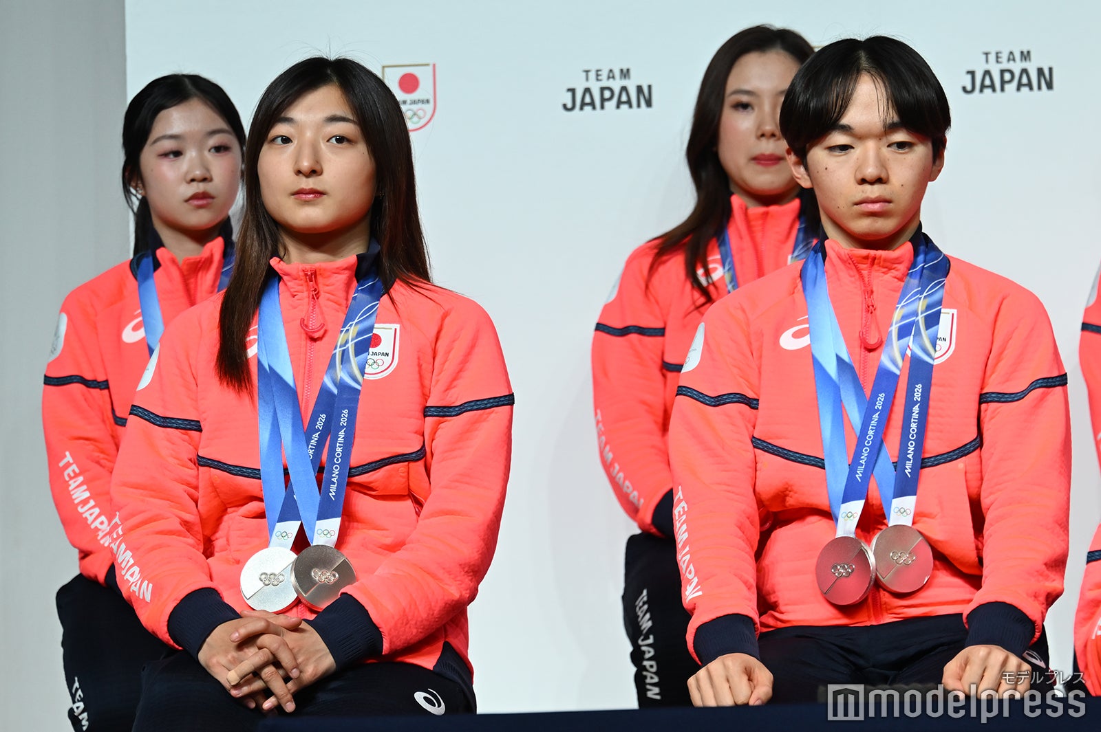 「第25回オリンピック冬季競技大会 TEAM JAPAN 帰国時記者会見」に出席した選手たち（C）モデルプレス