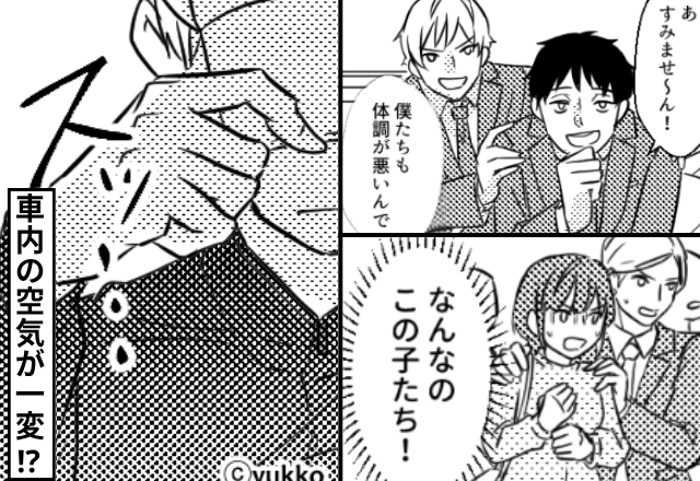 電車で「お腹痛い～（笑）」妊婦から席を奪った男たち！？しかし直後⇒【スッ…】割って入った人影に、車内の空気が一変！？
