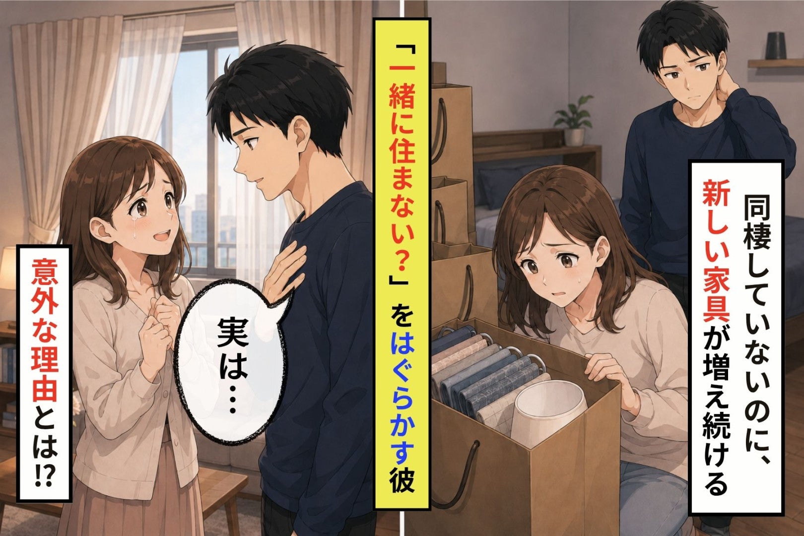 「一緒に住まない？」を毎回はぐらかす彼→部屋には増えていく家具店の紙袋、私は見限りかけた