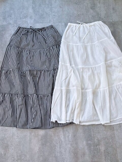 GU　ティアードマキシスカート　チェック　OFF