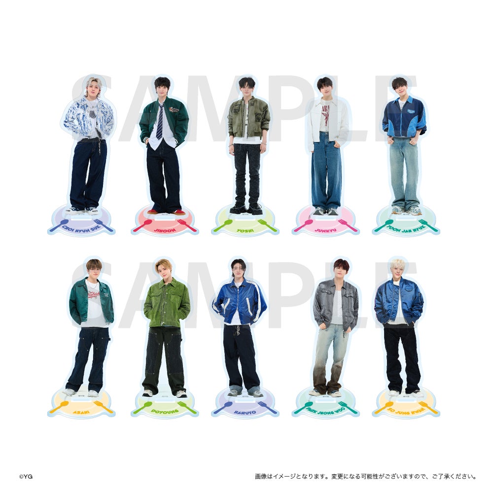 【TREASURE×HAPIDANBUI CAFE】アクリルスタンド（全10種）税込1,600円（C）2026 SANRIO CO., LTD. APPROVAL NO. L665024 （C）YG. All rights reserved.