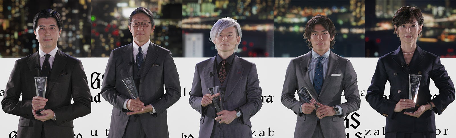 （左から）、高島宏平氏、岩元美智彦氏、宮田裕章氏、楢崎智亜選手、鈴木保奈美（提供写真）