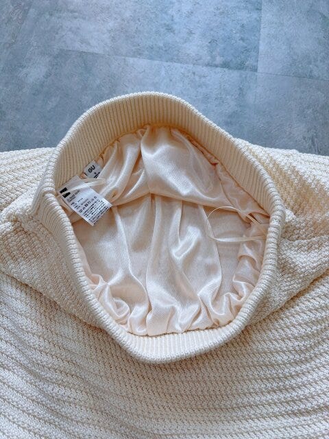 GU　透かし編みニットスカート　NATURAL　ゴムは太くしっかり目
