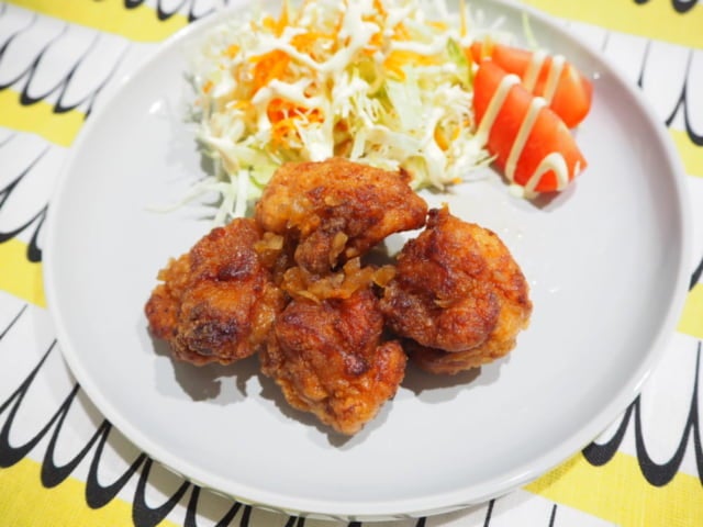 カルディ黒酢たまねぎドレッシングを唐揚げに