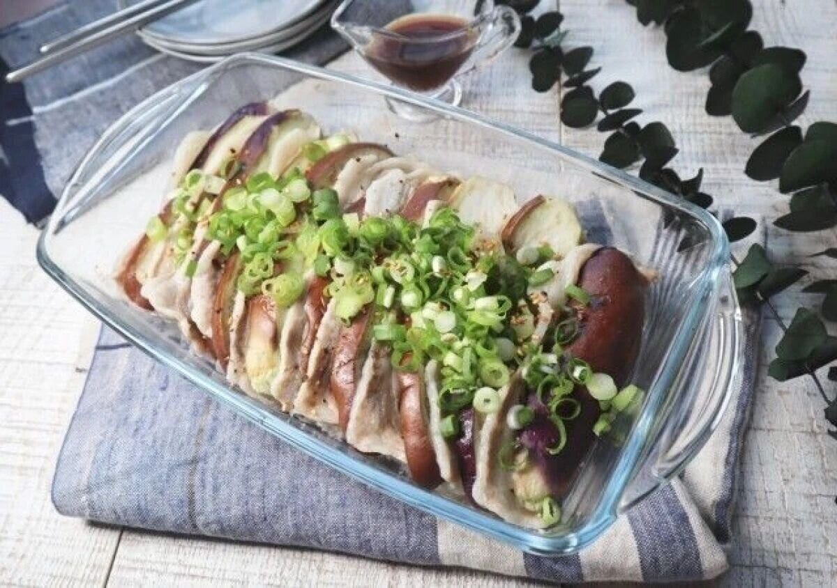 茄子と豚肉のミルフィーユ蒸し