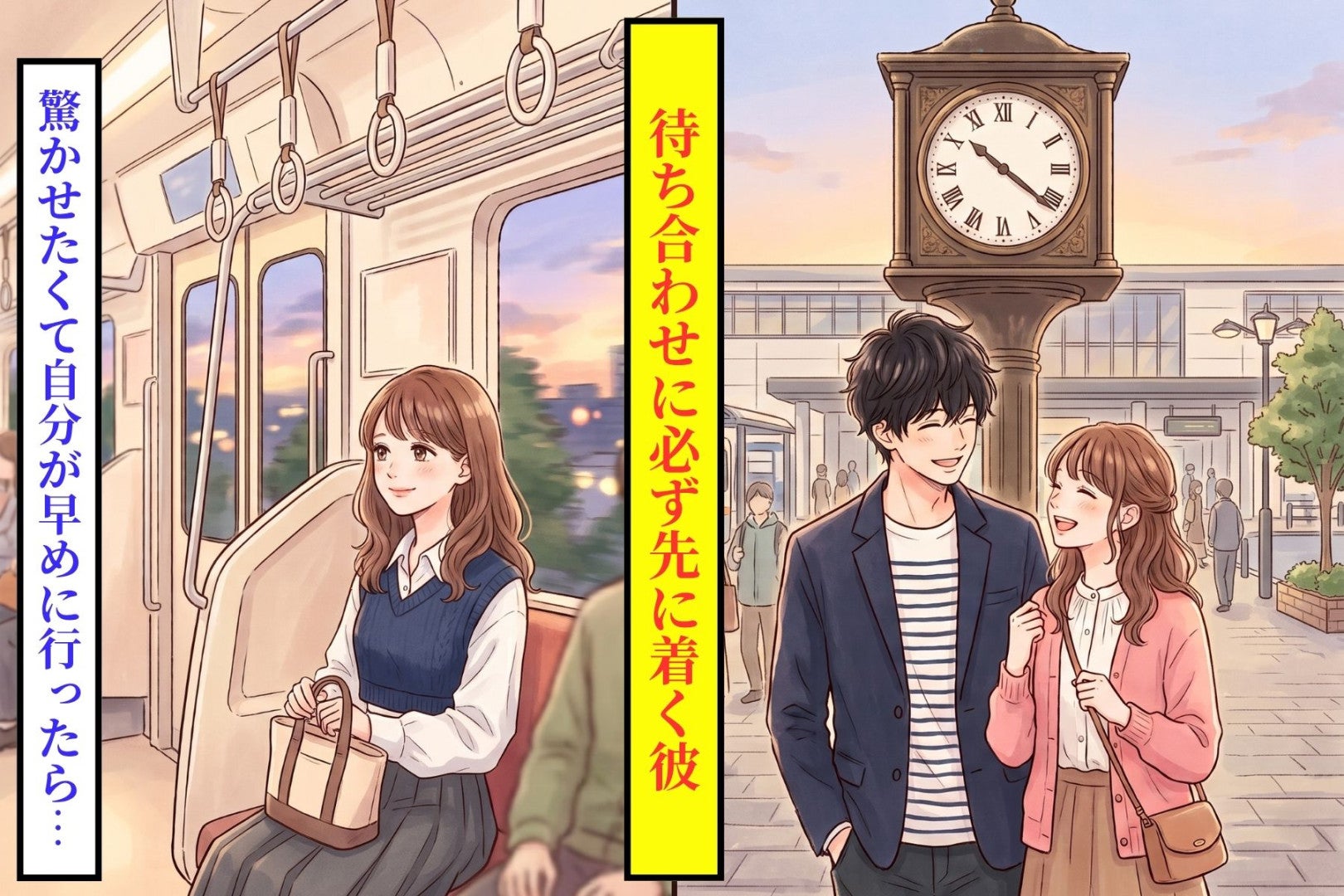 「暇なの？笑」と笑った私→いつもより３本早い電車で、彼より先に時計台の下に立ってみた