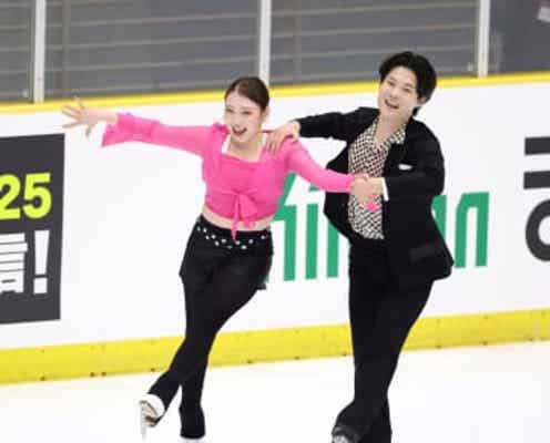 紀平梨花 緊張のアイスダンス初披露「ドキドキだったが良かった」西山真瑚とのペアで2位発進 演技後は安どの笑み