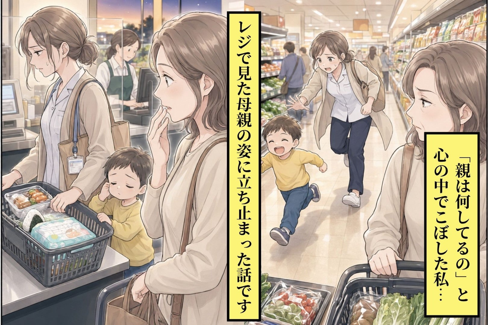 「親は何してるの」と心の中でこぼした私→レジで見た母親の姿に立ち止まった話