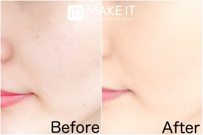 Before:素肌 After:エクセル/フェザライズオン パウダー/FO02 使用 (C)メイクイット