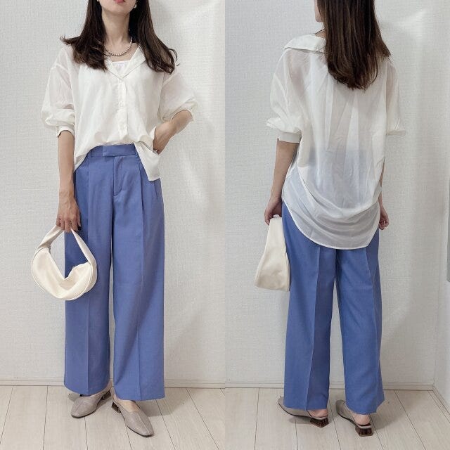 ローウエストバギーパンツ　シアーシャツ