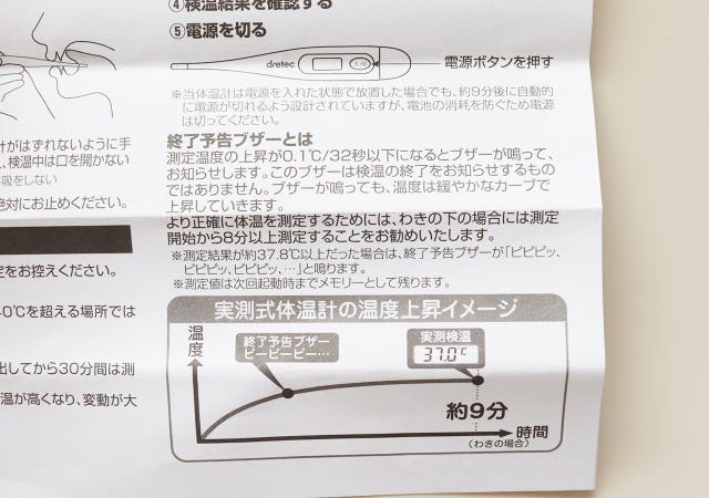 ダイソー　電子体温計　説明書