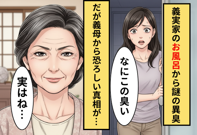 「なんの臭いだ」義実家の”お風呂”から謎の異臭！？直後「実はね…」義母が話した【真相】に嫁が青ざめた話
