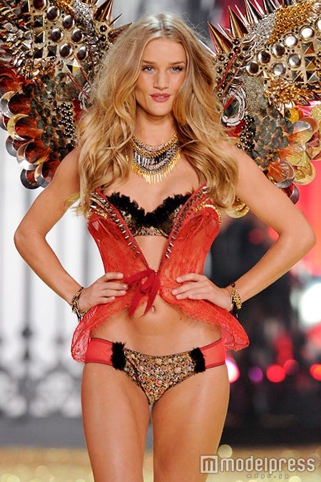 ヴィクシーエンジェルのロージー・ハンティントン=ホワイトリー「2010 Victoria's Secret Fashion Show 」より/photo:Getty Images