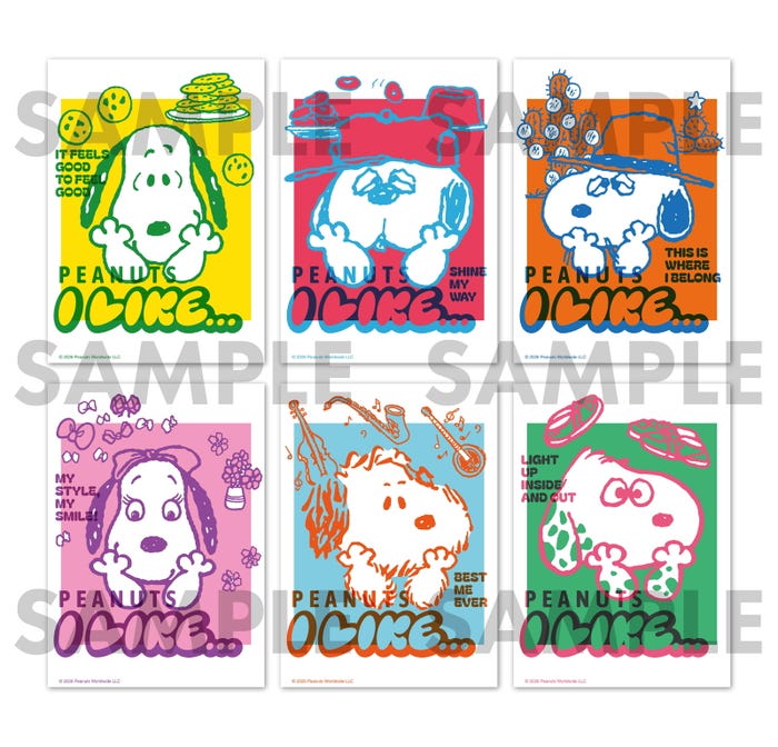 スヌーピーランダムシール「I LIKE...」 (全6種)L判300円(税込) 2L判500円(税込)(C)2026 Peanuts Worldwide LLC
