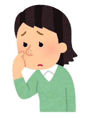 鼻の毛穴を気にする人のイラスト(女性)