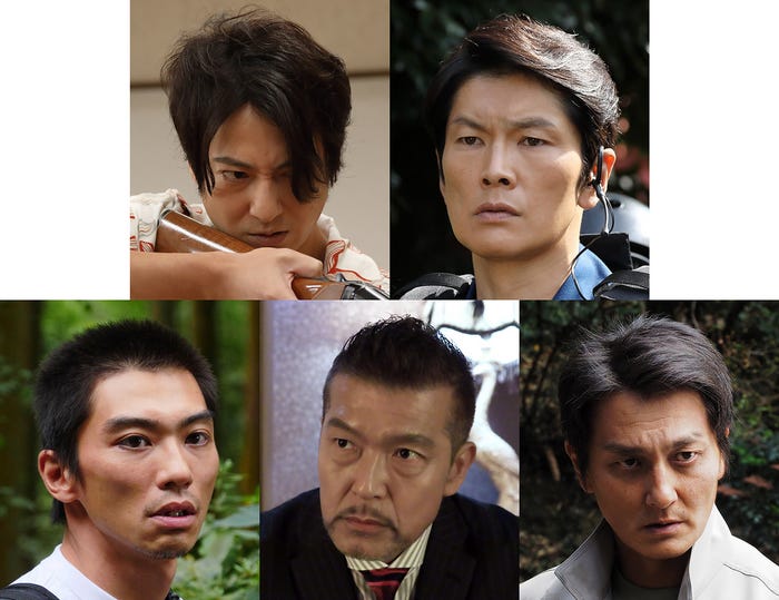 (左上から時計回り)忍成修吾、丸山智己、本宮泰風、大澄賢也、奥野瑛太(C)テレビ東京