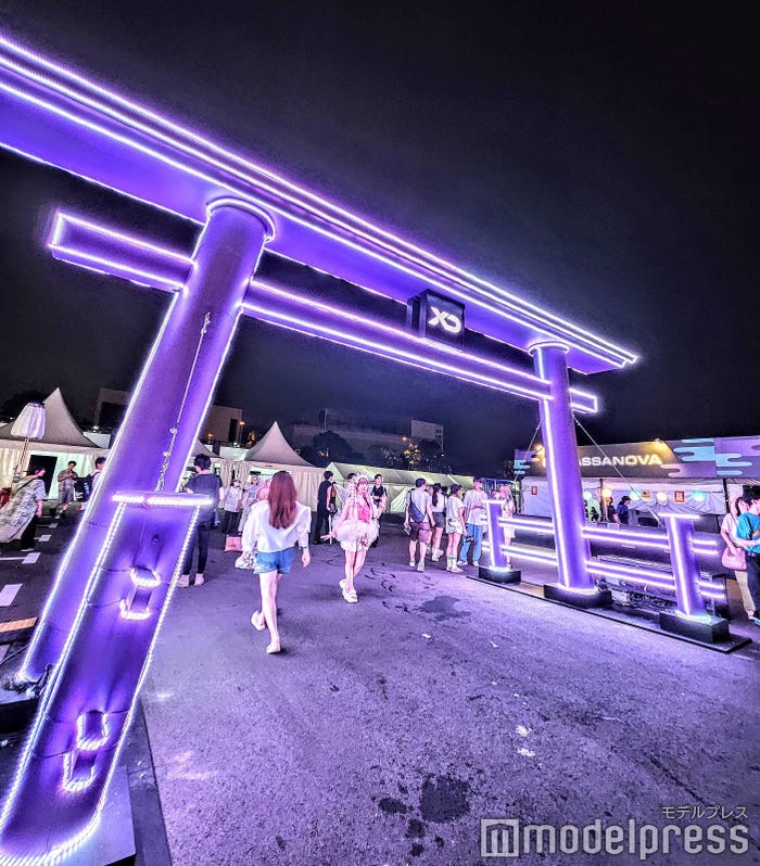 夜になると光に包まれた鳥居(C)モデルプレス