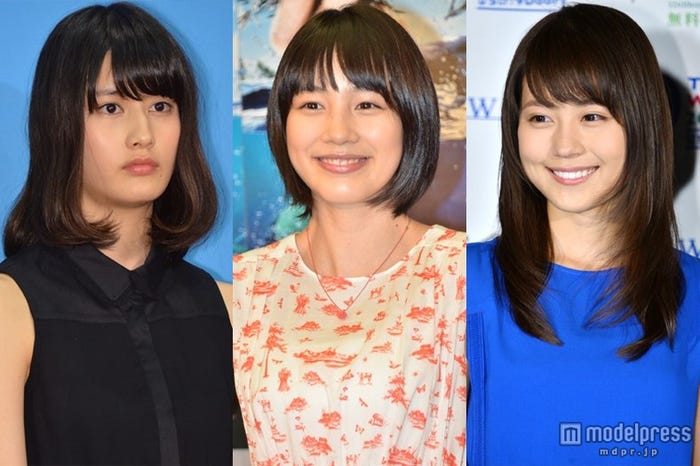 「あまちゃん」女優(左より)橋本愛、能年玲奈、有村架純