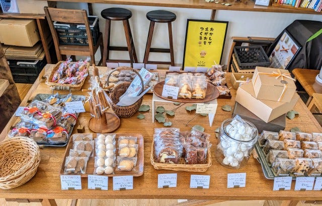 机の上に並ぶ焼き菓子