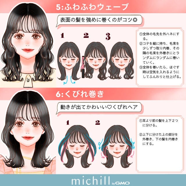 今っぽ巻き髪 垢抜け 簡単 8style kyoko. イラスト 今っぽ巻き髪 垢抜け 簡単 8style kyoko. イラスト ふわふわウェーブ くびれ巻き