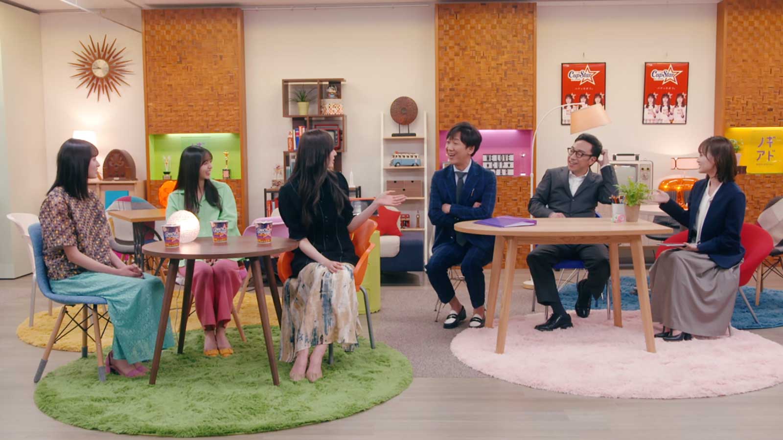 （左から）遠藤さくら、齋藤飛鳥、梅澤美波、飯塚悟志、角田晃広、山下美月（提供写真）