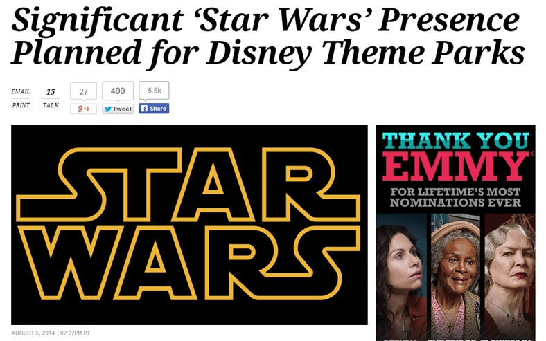 ディズニーに「スター・ウォーズ」の新アトラクション誕生