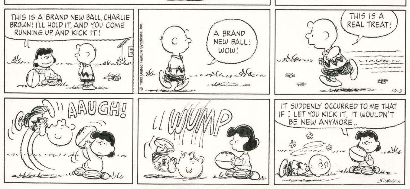 「ピーナッツ」原画（部分）1993年10月3日（C）Peanuts Worldwide LLC