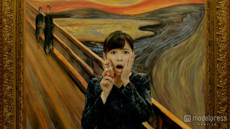 ムンク作「叫び」に扮する島崎遥香