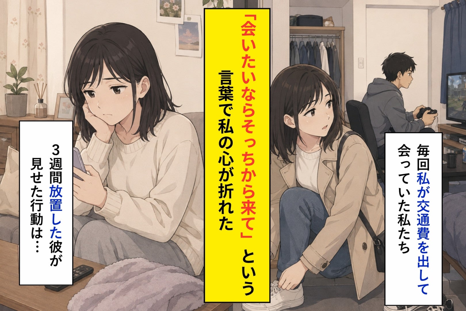 「会いたいならそっちから来て」と言った彼のもとへ、私が向かうのをやめた日