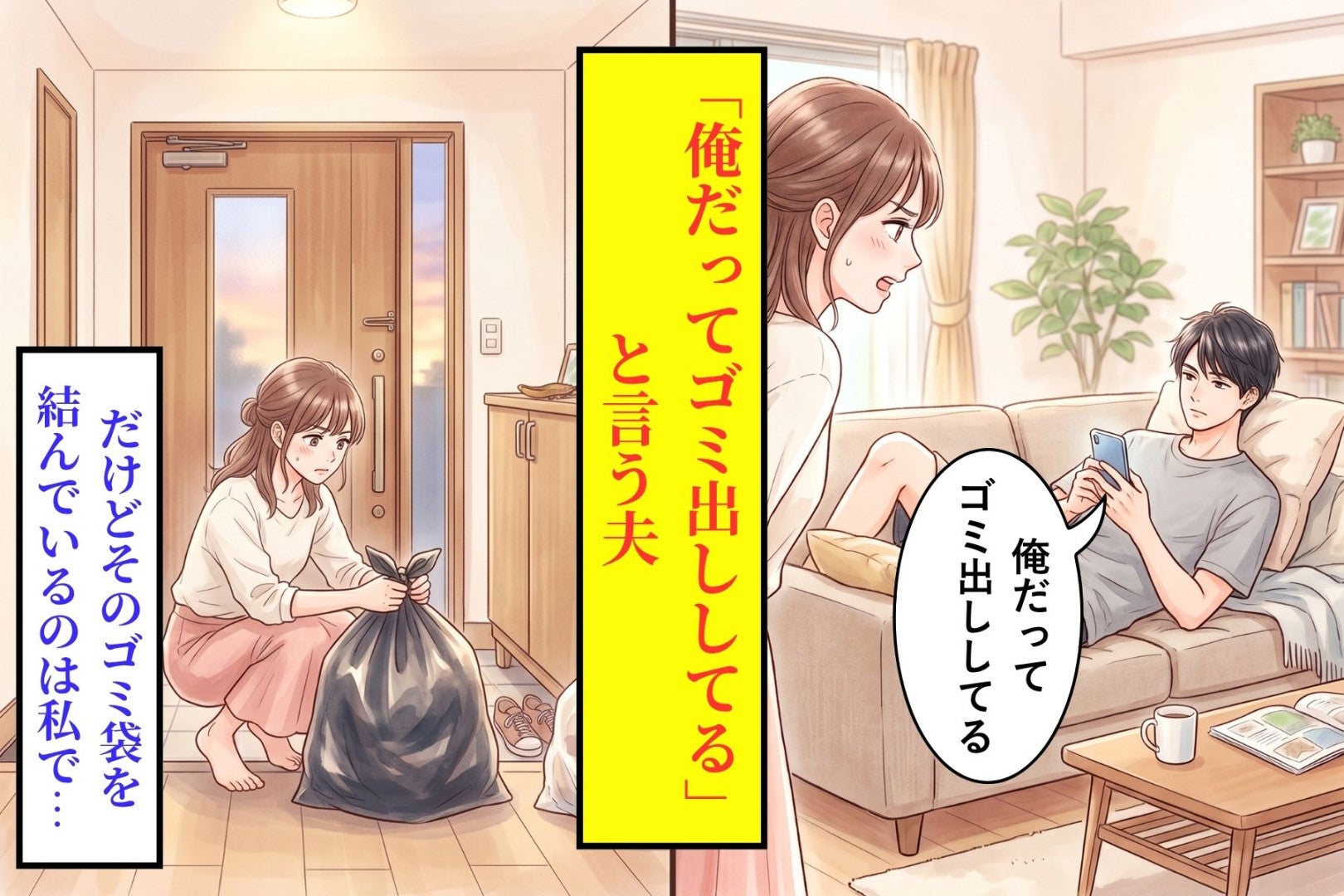 「俺だってゴミ出ししてる」と言う夫→その袋を結んでいたのは私でした