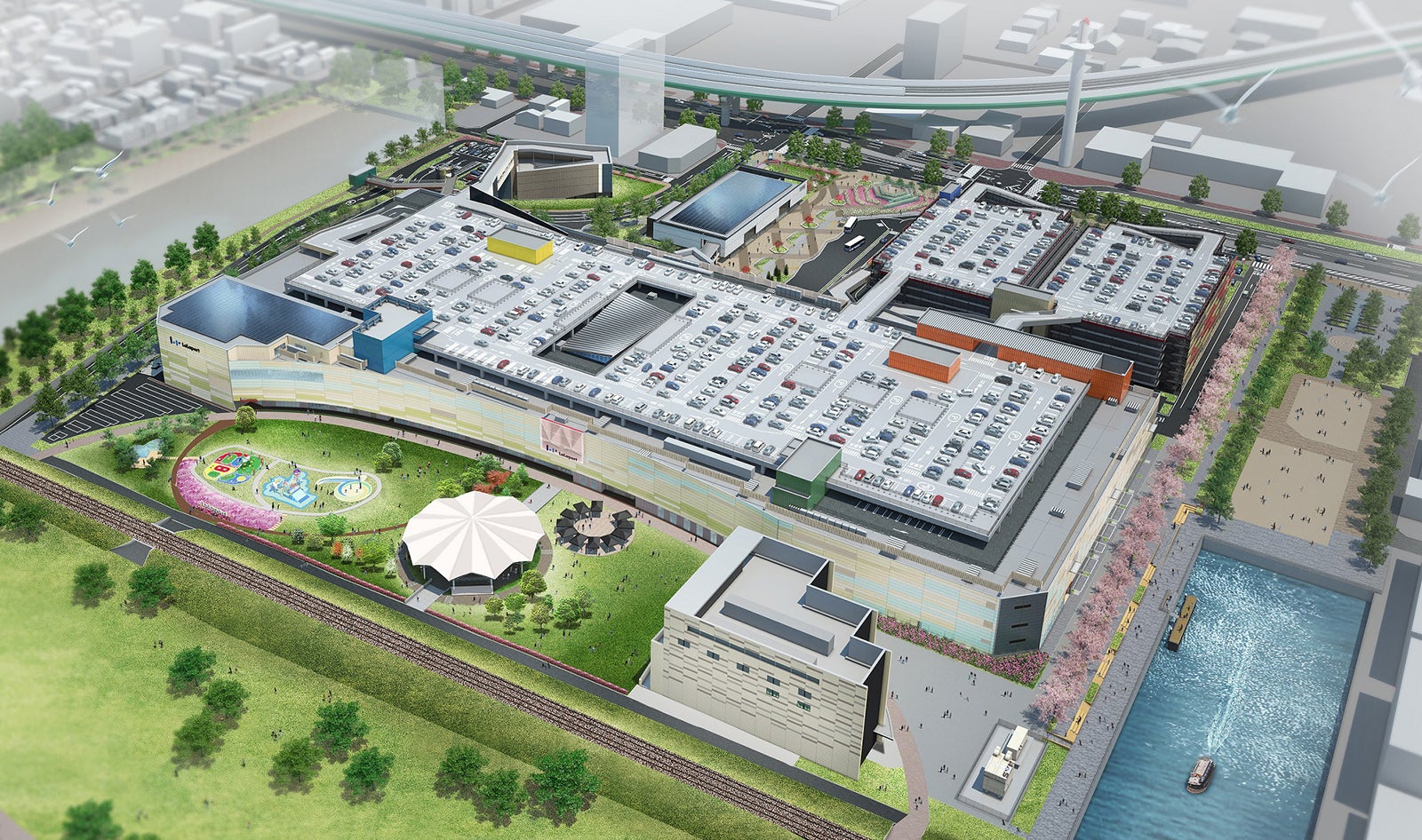 「三井ショッピングパーク ららぽーと名古屋みなとアクルス」外観（イメージ）／画像提供：三井不動産