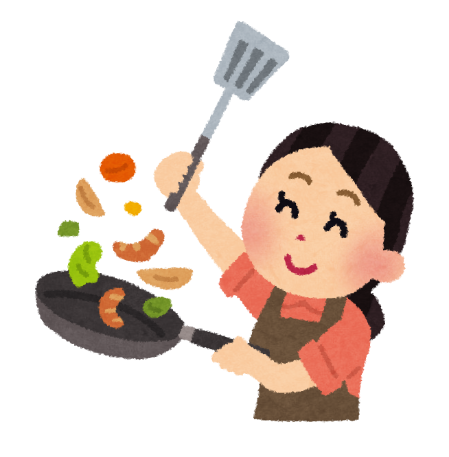料理をするお母さんのイラスト