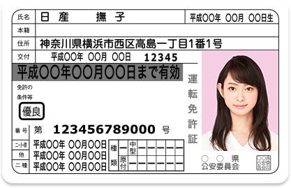 ピンク色背景の免許証(イメージ)