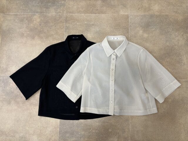 GU　シアーシャツ（5分袖）Q　NATURAL　BLACK