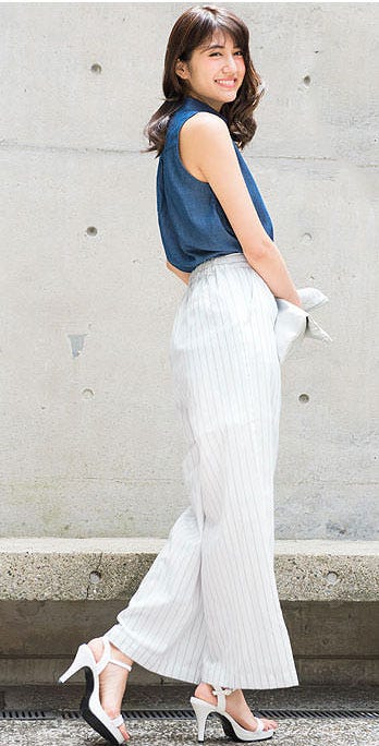 フルレングスシンプルワイドパンツ「神戸レタス」2490円(税込)