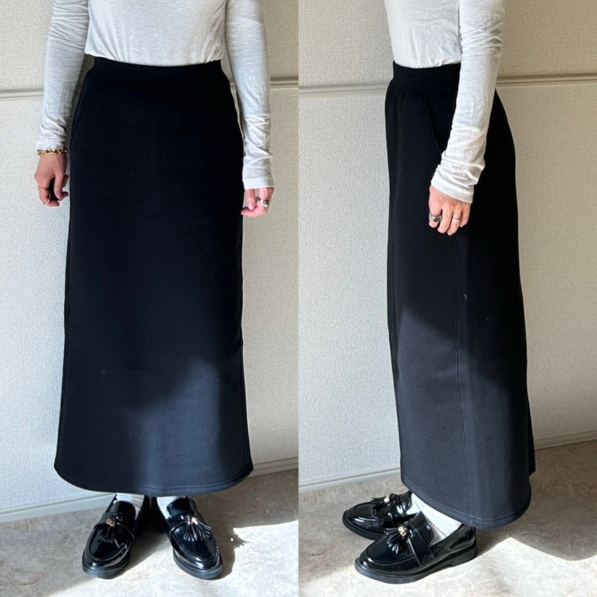 GUヘビーウェイトスウェットナロースカート　Mサイズ着用