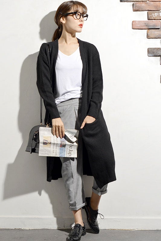 ロング丈のベーシック厚手ニットカーディガン「coca」3,490円（税込）／画像提供：coca