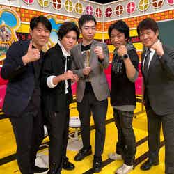 ベストセラー作家チーム（左から）原田泰造、加藤シゲアキ、羽田圭介、道尾秀介、林修（C）フジテレビ