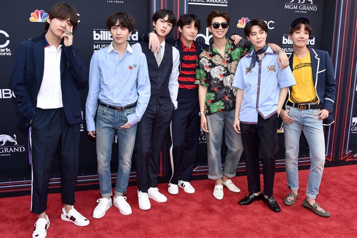 BTS(防弾少年団) （左から）V、SUGA、JIN、JUNG KOOK、RM、JIMIN、J-HOPE／photo by Getty Images